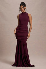 Verano | Plum High-Neck Tiered Maxi Dress