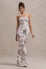 Ceremony | Leopard Print Bandeau Fishtail Maxi Dress