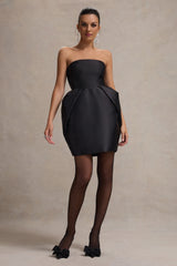 Lovebug | Black Bandeau Mini Dress With Tulip Skirt