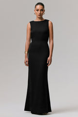 Maxie | Black High-Neck Maxi Dress With Back Detail