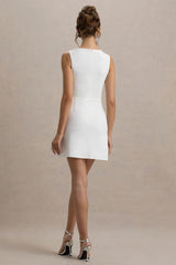 Kalina | White Mini Dress With Bow Detail