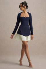 Lysette | Navy Sweetheart Long-Sleeve Mini Dress