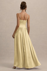 Jonas | Lemon Plunge-Neck Maxi Dress With Cami Straps