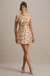 Eira | Pastel Floral Print Sequin Mini Dress