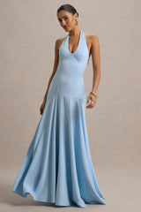 Ginevra | Powder Blue Halter-Neck Slip Maxi Dress