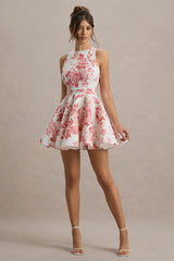 Waverly | Pink Porcelain Print Racer-Neck Sleeveless Skater Mini Dress