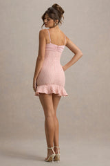 Luisa | Pink Satin Sweetheart Mini Dress With Lace Details