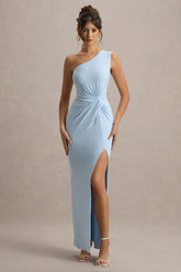 Galene | Powder Blue Asymmetric Wrap Maxi Dress