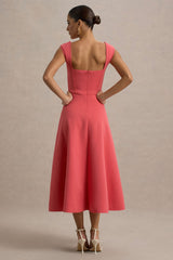 Andromeda | Coral Sweetheart Midi Dress