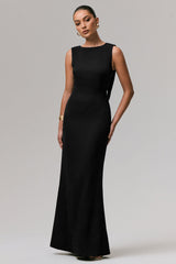 Maxie | Black High-Neck Maxi Dress With Back Detail