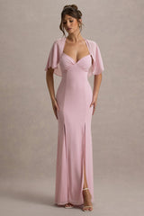 Stila | Pale Pink Plunge-Neck Maxi Dress With High Front Split