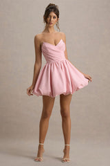 Georgie | Pink Sweetheart Puffball Mini Dress