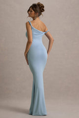 Lita | Powder Blue Twisted Asymmetric Maxi Dress