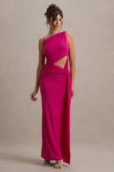 Storm | Hot Pink Asymmetric Maxi Dress With Cut-Out Details