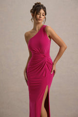 Galene | Hot Pink Asymmetric Wrap Maxi Dress