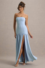 Penny | Powder Blue Bandeau Drop-Waist Maxi Dress