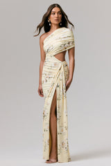 Overload | Lemon Print Asymmetric Wrap Split Maxi Dress