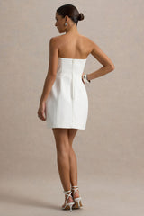 Bobbie | White Embellished Bandeau Mini Dress