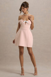 Lavender | Pink Sweetheart Mini Dress With Bow Detail