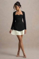 Lysette | Black Sweetheart Long-Sleeve Mini Dress