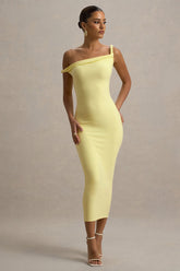 Salome | Lemon Twisted Asymmetric Midi Dress