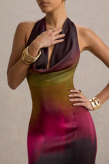 Fiorella | Ombre Print Cowl-Neck Split Maxi Dress