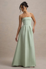 Maddalena | Light Green Bandeau Skater Maxi Dress