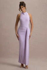 Sunflower | Lilac Ruched High-Neck Split Maxi Dress