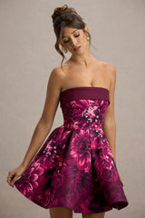 Fiorenza | Pink Floral Print Bandeau Skater Mini Dress