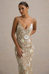Gemini | Floral Embellished Strappy Maxi Dress