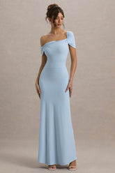 Amel | Powder Blue Asymmetric Maxi Dress