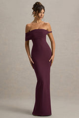 Melika | Burgundy Twisted Bardot Maxi Dress