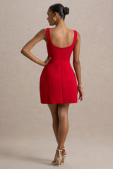 Corey | Red Sweetheart Mini Dress With Bow Details