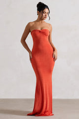 Wild Fantasy | Orange Bandeau Sweetheart Maxi Dress