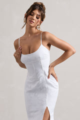 Intimacy | White Lace Corset Split Maxi Dress
