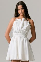 Distinguished | White Asymmetric Ruffled Mini Dress