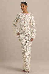 Viper | Cream Lace Long-Sleeve Maxi Dress