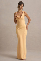 Alesso | Peach Satin Cowl-Neck Maxi Dress