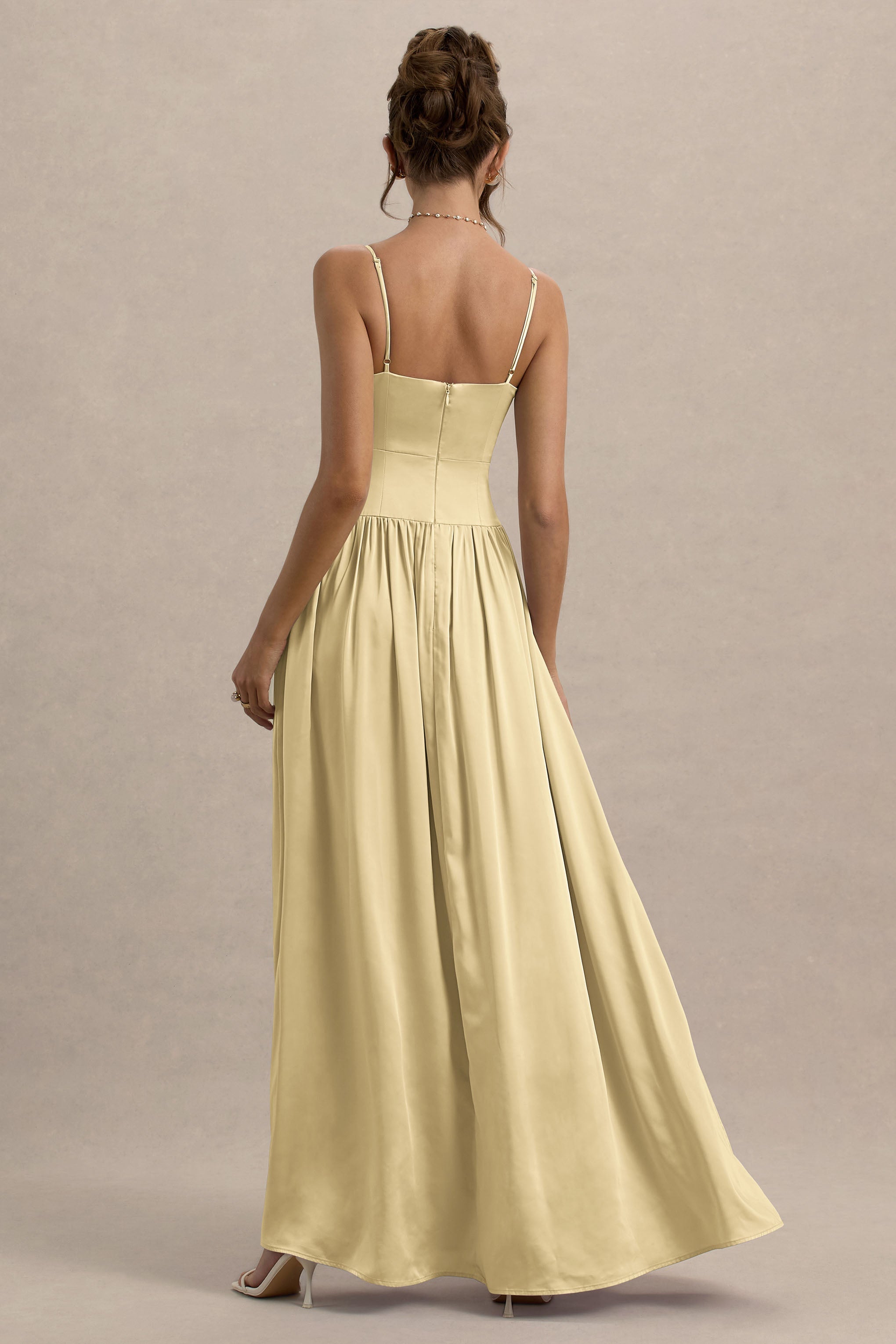 Jonas | Lemon Plunge-Neck Maxi Dress With Cami Straps