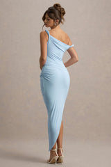 Angelique | Powder Blue Twisted Asymmetric Maxi Dress