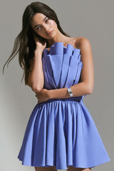 Distinguished | Powder Blue Asymmetric Ruffled Mini Dress