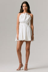 Distinguished | White Asymmetric Ruffled Mini Dress