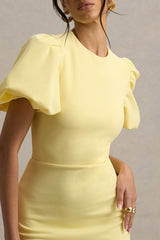 Dakota | Lemon Blue Puff-Sleeve Midi Dress