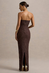 Lorela | Brown Bodycon Bandeau Maxi Dress