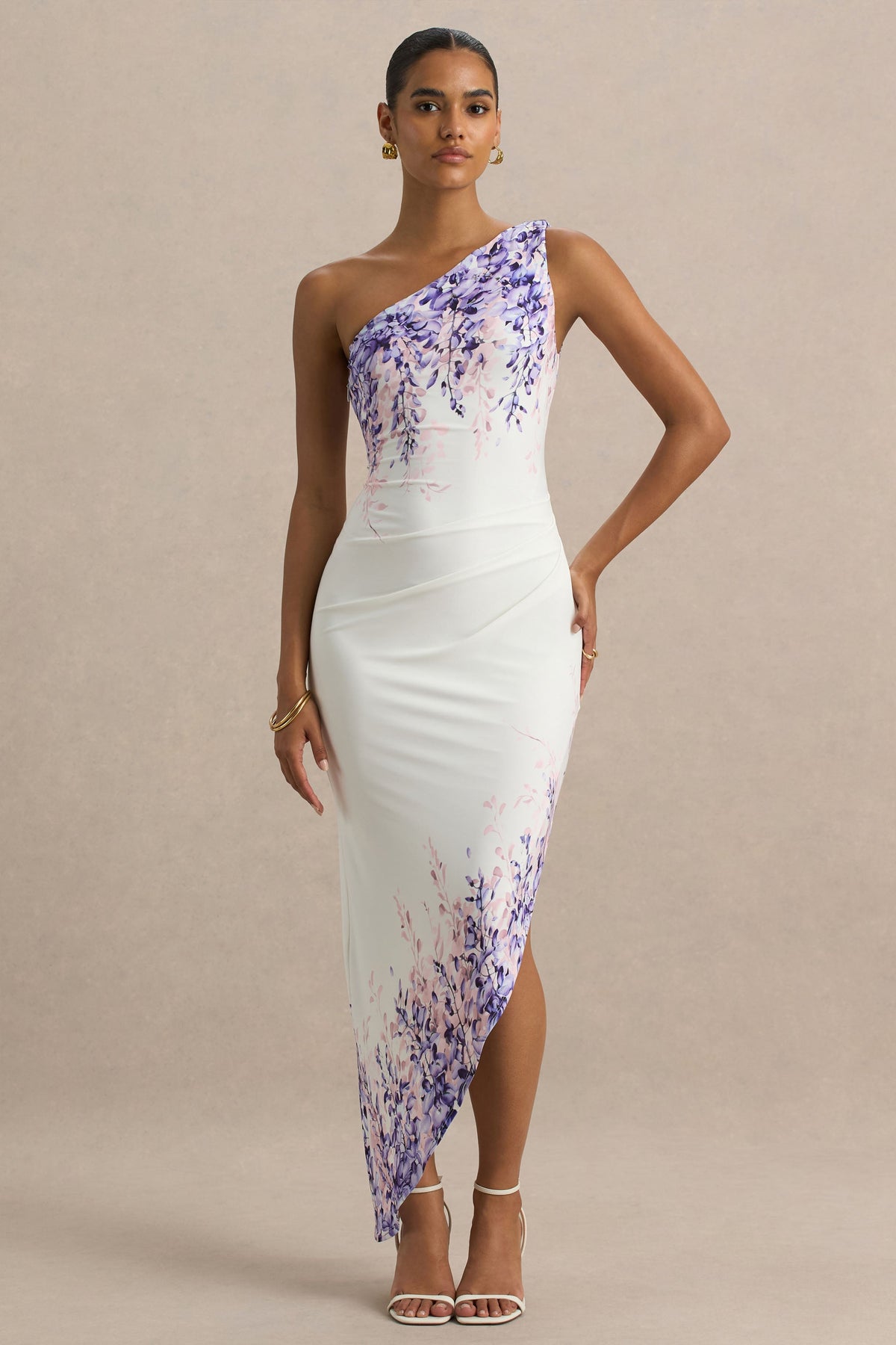 Sybil | Wisteria Floral Print Asymmetric Midi Dress