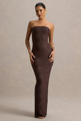 Lorela | Brown Bodycon Bandeau Maxi Dress