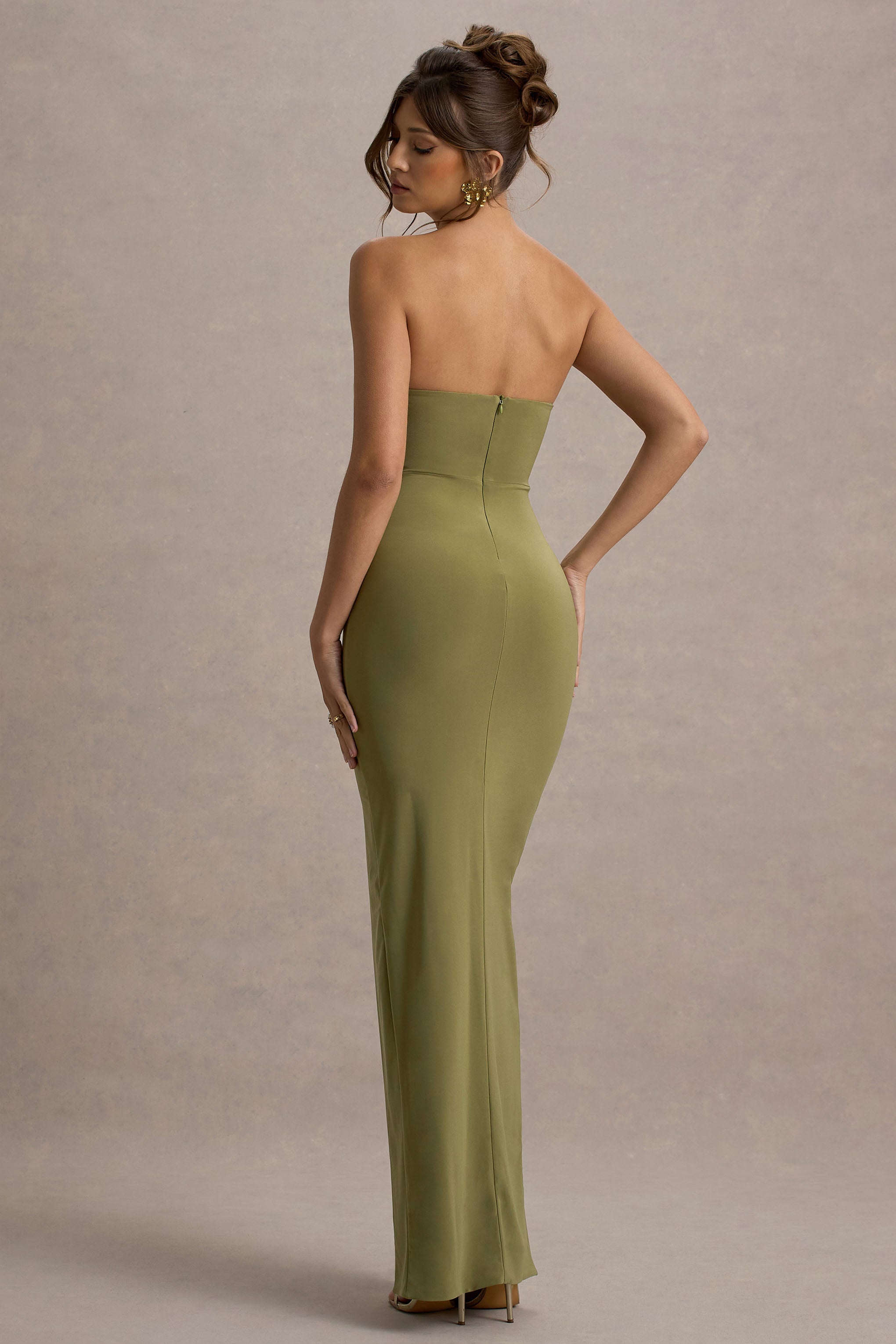 Laviza | Olive Strapless Cut-Out Wrap Maxi Dress