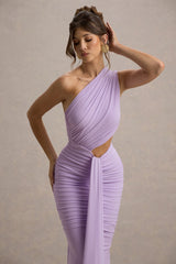 Beline | Lavender One-Shoulder Cut-Out Maxi Dress With Drape
