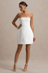 Bobbie | White Embellished Bandeau Mini Dress