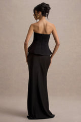 Ohio | Black Strapless Corset Maxi Dress